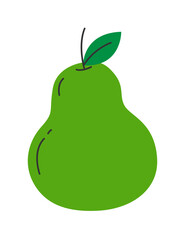 Fresh sweet green pear. Flat cartoon style vector illustration isolated on white background.