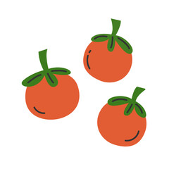 Set of red tomatoes. Flat cartoon style vector illustration isolated on white background.