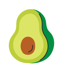 Ripe avocado. Natural healthy fruit. Flat cartoon style vector illustration isolated on white background.