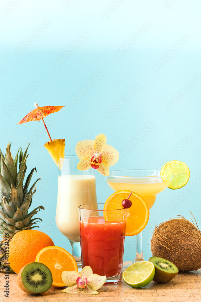 Wall mural summer tropical cocktails set