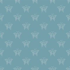 Seamless butterfly pattern. Drawn butterfly background