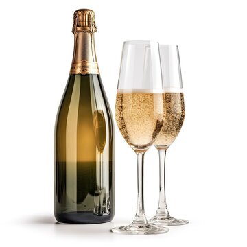 champagne isolated on white background, ai generative