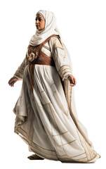 Naklejka premium Woman in arabian dress isolated on the transparent background PNG. AI generative. 