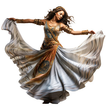 Indian dancer isolated on the transparent background PNG. AI generative.	