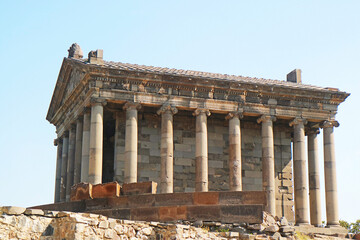 Obraz premium The Ancient Garni Pagan Temple, located on the Hilltop of the Village of Garni in Kotayk Province, Armenia