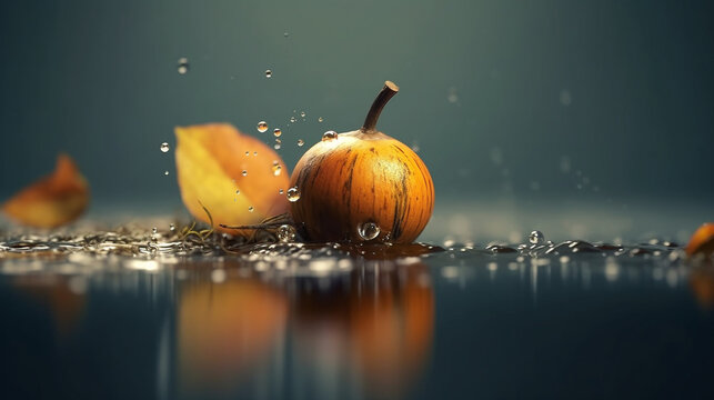 halloween pumpkin on the water HD 8K wallpaper Stock Photographic Image