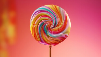 Colorful lollipop candy with a colorful background. Generative Ai.