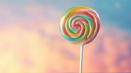 Colorful lollipop candy with a colorful background. Generative Ai.