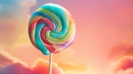 Colorful lollipop candy with a colorful background. Generative Ai.