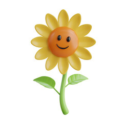 3d Flower. icon isolated on white background. 3d rendering illustration