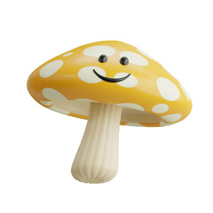 3d Mushroom. icon isolated on white background. 3d rendering illustration