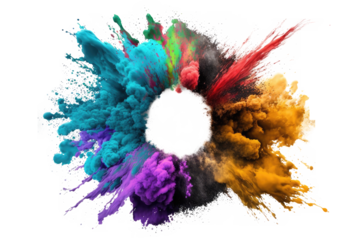 explosion powder colors isolated on white