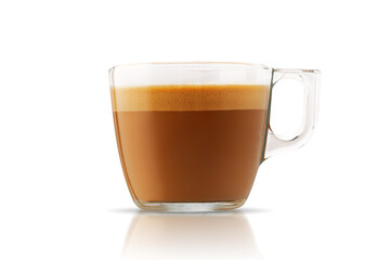 Coffee latte in a glass cup isolated on white background, including clipping path