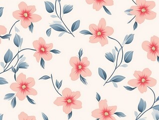 Wallpaper pattern of a small separated flower in pastel color, art, seamless illustration, and minimalist style. Generative AI