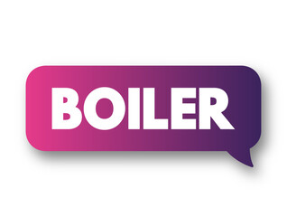 Boiler is a closed vessel in which water is heated, text concept background