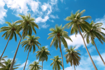 Fototapeta na wymiar Palm trees with cloudy sky