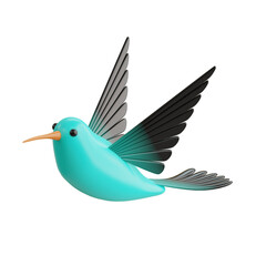 3d Humming Bird. icon isolated on white background. 3d rendering illustration