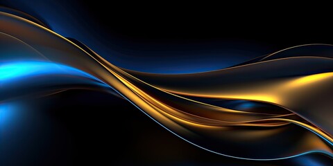 Generative AI illustration of abstract luxury metal background, gradient color dark with gold blue elegant color.