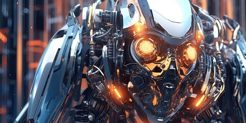 Fototapeta premium Generative AI illustration of abstract robotic detail structure background design. Digital illustration, 3D style