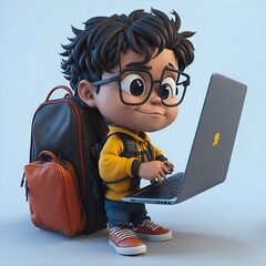 3d render of a man with laptop