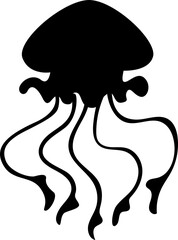 Silhouette of a floating Medusa - vector sign for a logo or pictogram. Jellyfish silhouette for a button or corporate identity on a nautical theme.