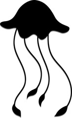 Silhouette of a floating Medusa - vector sign for a logo or pictogram. Jellyfish silhouette for a button or corporate identity on a nautical theme.