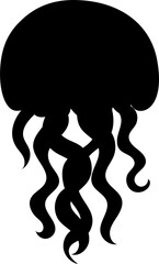 Silhouette of a floating Medusa - vector sign for a logo or pictogram. Jellyfish silhouette for a button or corporate identity on a nautical theme.