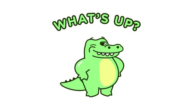 Green Alligator with whats up  background animated, logo symbol, social media