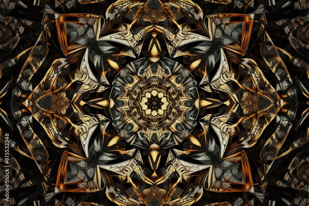 Wall mural abstract, geometric artwork with repeating patterns of symmetry and rotational, created with generat