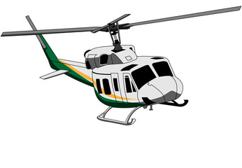 Bell 212 Helicopter Editable Vector Illustration - For Poster, Banner and Patch Design
