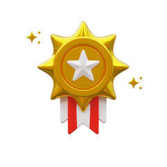 Golden Star Medal. Champion trophy, shiny golden cup, sports award. Winner prize, champions 3D Illustration