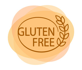 Gluten free icon. Gluten intolerance. Round yellow logo or label.
