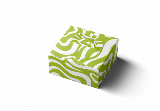 Mockup of customizable cake box, square shape, against customizable color background