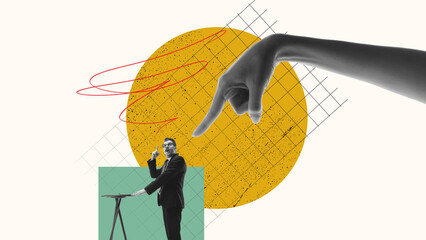 Businessman, employee leading presentation of new project and startup. Boss controlling projects....