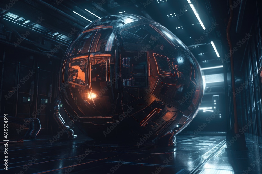 Sticker shot of a futuristic spacecraft outside, created with generative ai