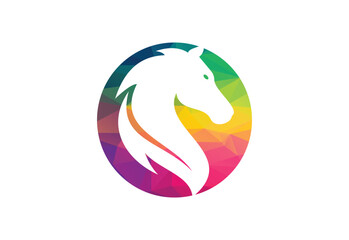 Fototapeta na wymiar Low Poly and Creative Horse head logo design vector design template