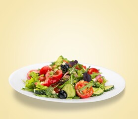 Healthy tasty green salad with vegetables