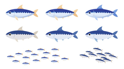 かわいいイワシのイラスト素材セット