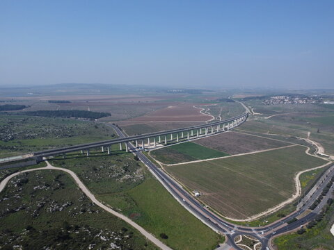 TRAIN BRIGDE FROM DRONE VIEW