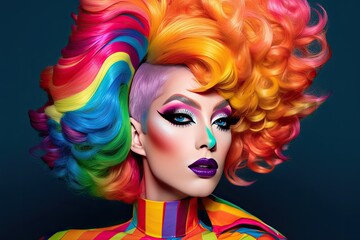 Obraz premium Portrait of drag queen fictional character, ai based