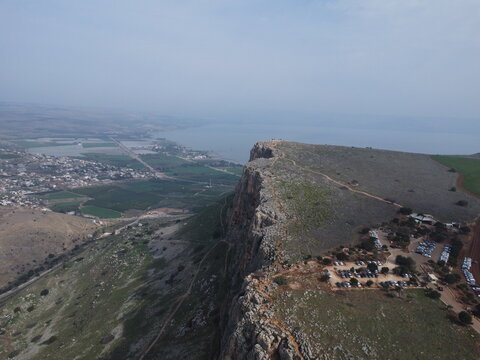 mountain arbel north of isral drone view