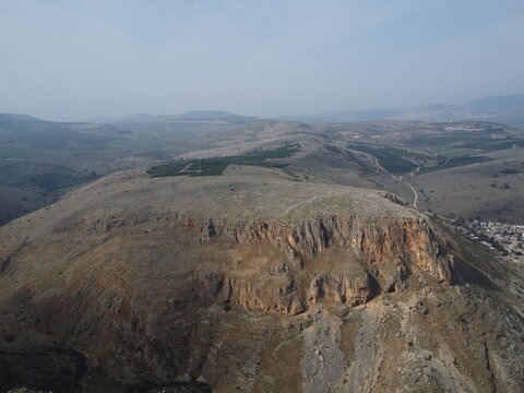 mountain arbel north of isral drone view