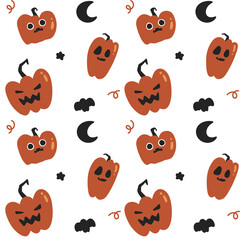 halloween pumpkin bat  pattern 
transparent background