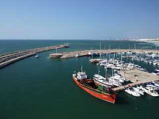 Fototapeta na wymiar city of ashdod marina drone photography