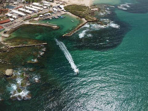 israel baech from drone view in 