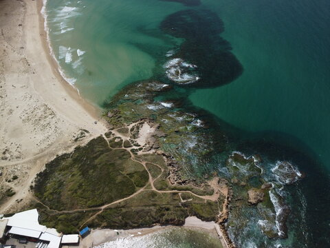 israel baech from drone view in 