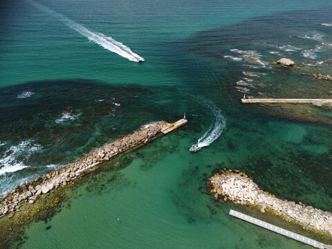 israel baech from drone view in 