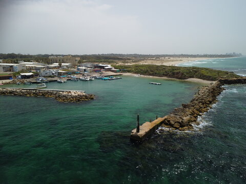 israel baech from drone view in 