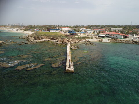 israel baech from drone view in 