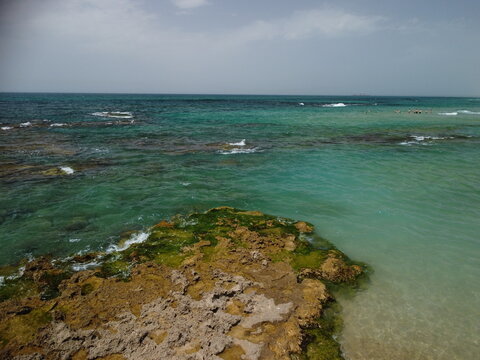 israel baech from drone view in 